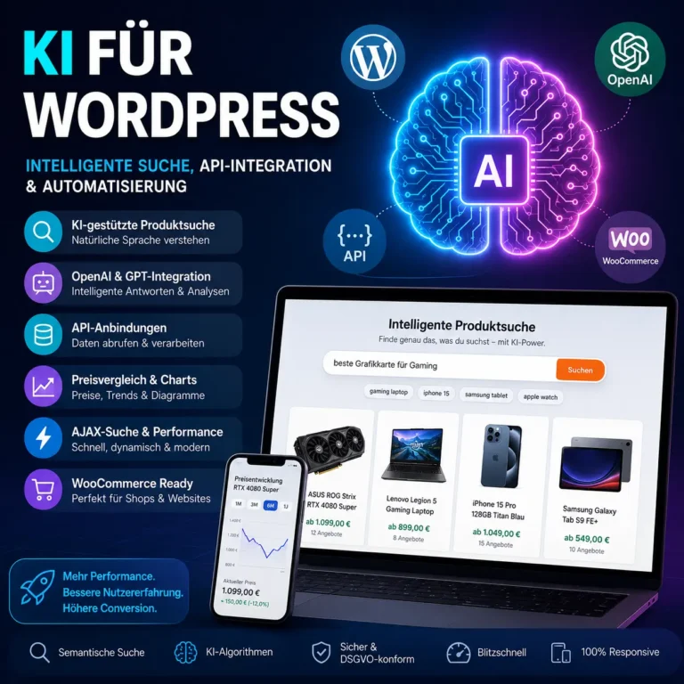 KI-Integration für WordPress – Intelligente API-, Suche- und Automatisierungslösungen
